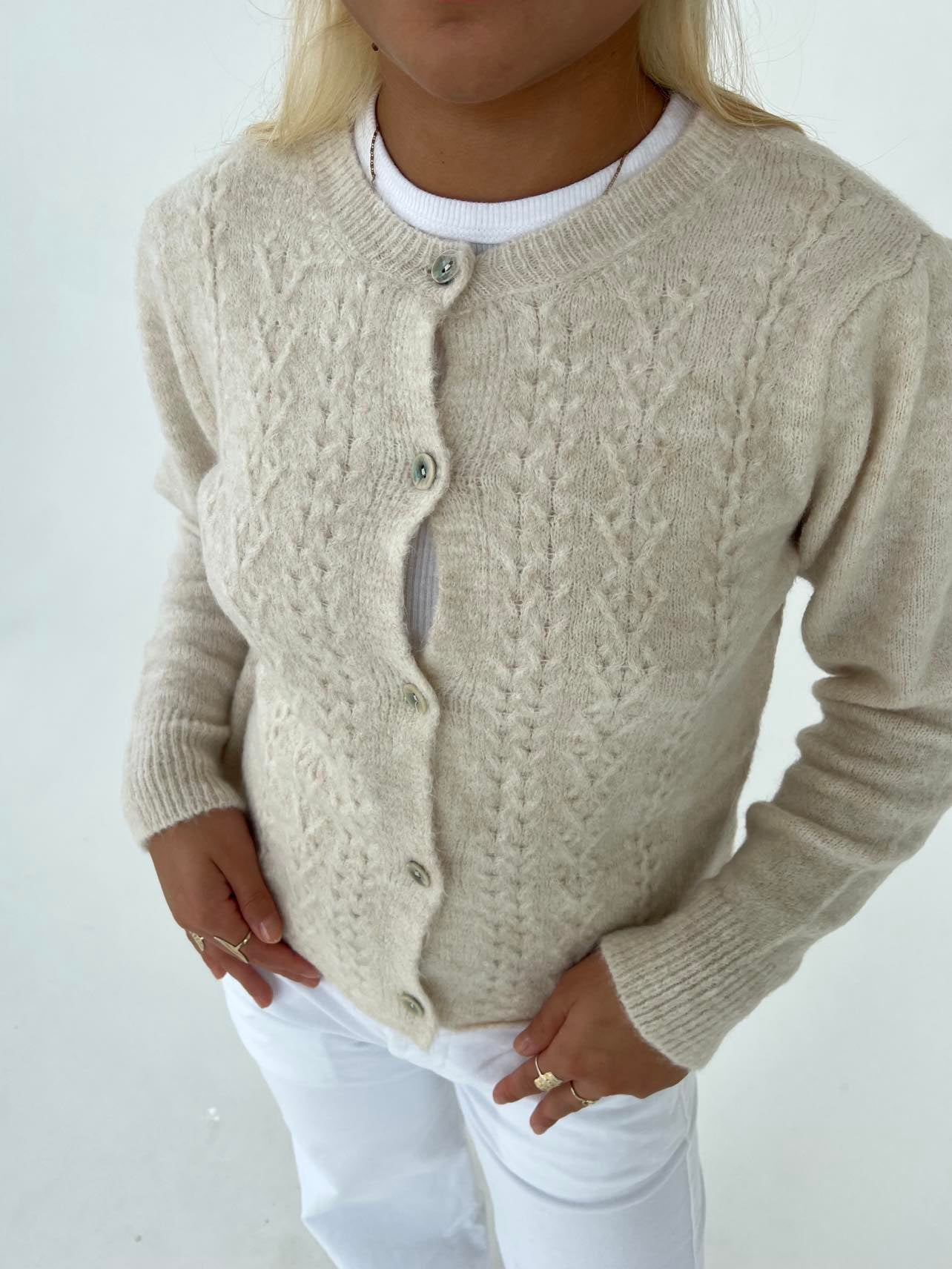 Cilla gebreide vest - beige